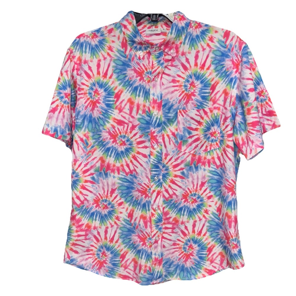 Cabana by Crown and Ivy size M tye dye style bright colors BUTTON UP